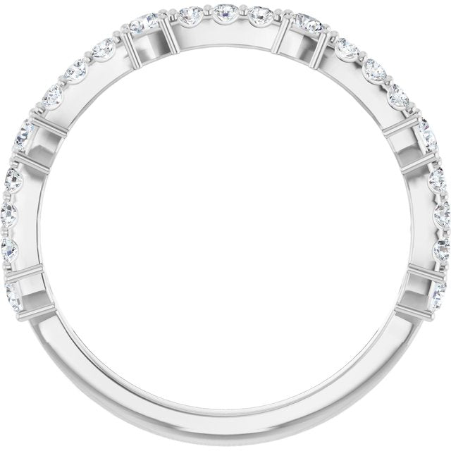 14K White Or Yellow Gold Round 2.2 Mm Polished 3/8 Ctw Natural Diamond Anniversary Band, Size 7