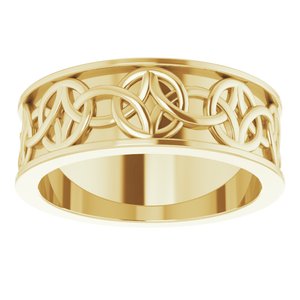14K Yellow Or White Or Rose Gold Or Sterling Silver Or Platinum Celtic-Inspired Flat Band