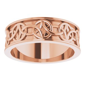 14K Yellow Or White Or Rose Gold Or Sterling Silver Or Platinum Celtic-Inspired Flat Band