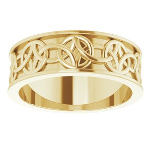 14K Yellow Or White Or Rose Gold Or Sterling Silver Or Platinum Celtic-Inspired Flat Band