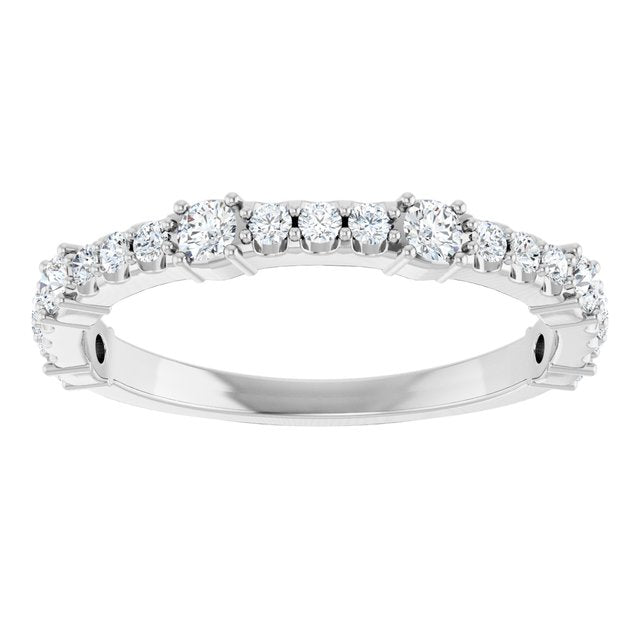 14K White Gold Round 2.2 Mm Polished 3/8 Ctw Lab-Grown Diamond Anniversary Band, Size 7