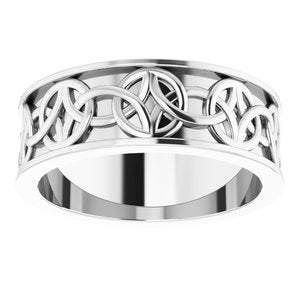 14K Yellow Or White Or Rose Gold Or Sterling Silver Or Platinum Celtic-Inspired Flat Band