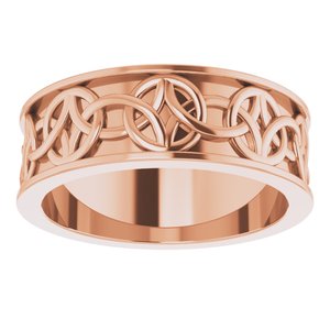 14K Yellow Or White Or Rose Gold Or Sterling Silver Or Platinum Celtic-Inspired Flat Band