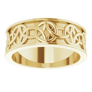 14K Yellow Or White Or Rose Gold Or Sterling Silver Or Platinum Celtic-Inspired Flat Band