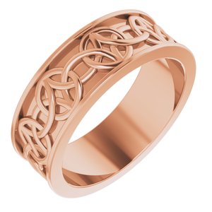 10K Yellow Or White Or Rose Gold Celtic-Inspired Flat Band