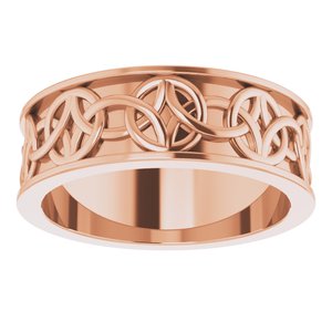 14K Yellow Or White Or Rose Gold Or Sterling Silver Or Platinum Celtic-Inspired Flat Band
