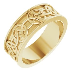 14K Yellow Or White Or Rose Gold Or Sterling Silver Or Platinum Celtic-Inspired Flat Band