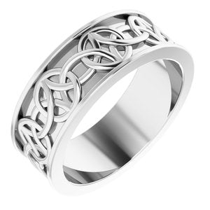 14K Yellow Or White Or Rose Gold Or Sterling Silver Or Platinum Celtic-Inspired Flat Band