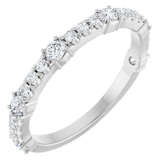 14K White Gold Round 2.2 Mm Polished 3/8 Ctw Lab-Grown Diamond Anniversary Band, Size 7