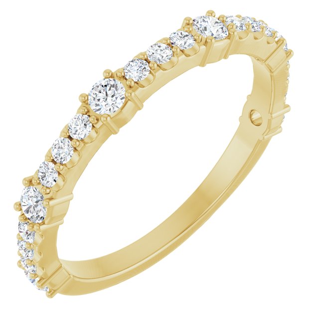 14K White Or Yellow Gold Round 2.2 Mm Polished 3/8 Ctw Natural Diamond Anniversary Band, Size 7