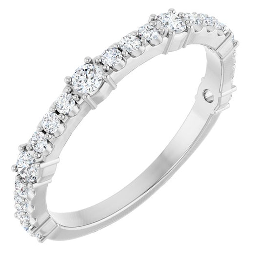 14K White Or Yellow Gold Round 2.2 Mm Polished 3/8 Ctw Natural Diamond Anniversary Band, Size 7