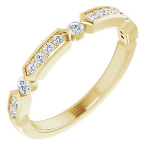 14K Yellow Gold Round 1.2 Mm 1/5 Ctw Natural Diamond Anniversary Band Size 7
