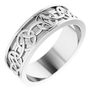 14K Yellow Or White Or Rose Gold Or Sterling Silver Or Platinum Celtic-Inspired Flat Band