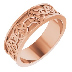 14K Yellow Or White Or Rose Gold Or Sterling Silver Or Platinum Celtic-Inspired Flat Band