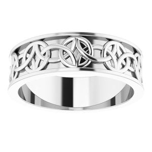 14K Yellow Or White Or Rose Gold Or Sterling Silver Or Platinum Celtic-Inspired Flat Band