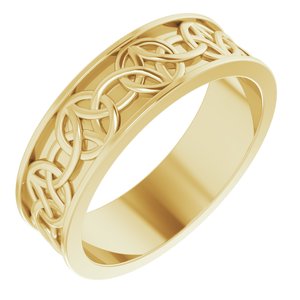 14K Yellow Or White Or Rose Gold Or Sterling Silver Or Platinum Celtic-Inspired Flat Band