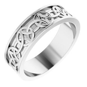 14K White Gold 7 Mm Polished Celtic-Inspired Band Size 11