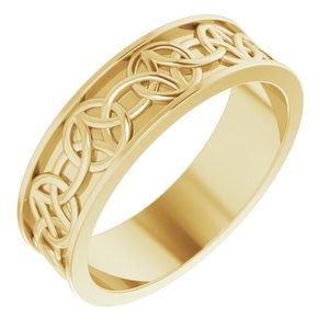 14K Yellow Or White Or Rose Gold Or Sterling Silver Or Platinum Celtic-Inspired Flat Band