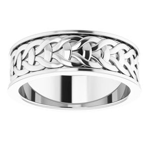 14K White Gold Woven-Design Band Size 8