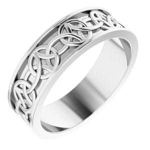 14K White Gold 7 Mm Polished Celtic-Inspired Band Size 11.5