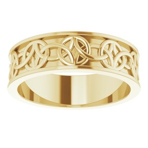 14K Yellow Or White Or Rose Gold Or Sterling Silver Or Platinum Celtic-Inspired Flat Band