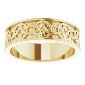 14K Yellow Or White Or Rose Gold Or Sterling Silver Or Platinum Celtic-Inspired Flat Band