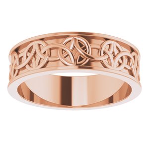 14K Yellow Or White Or Rose Gold Or Sterling Silver Or Platinum Celtic-Inspired Flat Band
