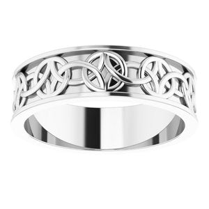 14K Yellow Or White Or Rose Gold Or Sterling Silver Or Platinum Celtic-Inspired Flat Band