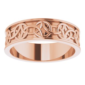 14K Yellow Or White Or Rose Gold Or Sterling Silver Or Platinum Celtic-Inspired Flat Band