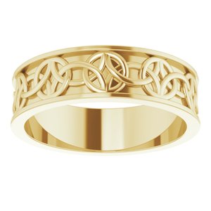 14K Yellow Or White Or Rose Gold Or Sterling Silver Or Platinum Celtic-Inspired Flat Band
