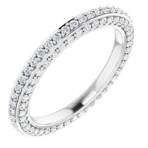 14K White Gold Round 1.1 Mm Gh Si2-Si3 5/8 Ctw Natural Diamond Eternity Band Size 4