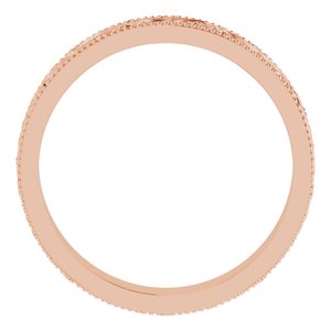 14K Yellow Or White Or Rose Gold Or Sterling Silver Or Platinum Milgrain Edge Floral Flat Band