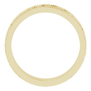 14K Yellow Or White Or Rose Gold Or Sterling Silver Or Platinum Milgrain Edge Floral Flat Band
