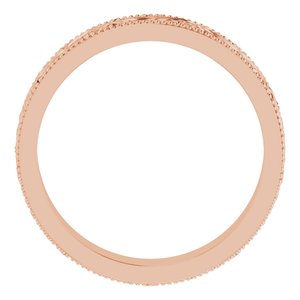 14K Yellow Or White Or Rose Gold Or Sterling Silver Or Platinum Milgrain Edge Floral Flat Band