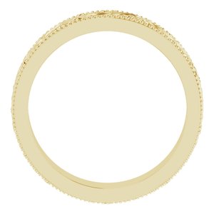 14K Yellow Or White Or Rose Gold Or Sterling Silver Or Platinum Milgrain Edge Floral Flat Band