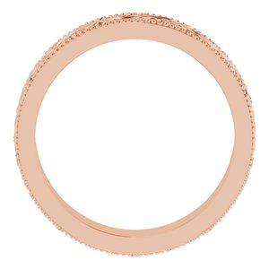 14K Yellow Or White Or Rose Gold Or Sterling Silver Or Platinum Milgrain Edge Floral Flat Band