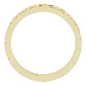 14K Yellow Or White Or Rose Gold Or Sterling Silver Or Platinum Milgrain Edge Floral Flat Band