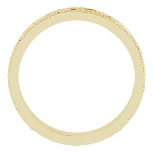 14K Yellow Or White Or Rose Gold Or Sterling Silver Or Platinum Milgrain Edge Floral Flat Band