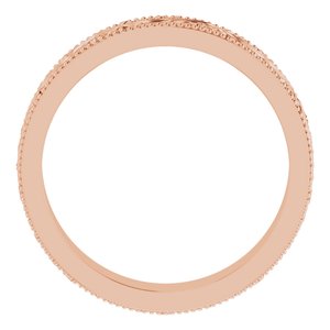 14K Yellow Or White Or Rose Gold Or Sterling Silver Or Platinum Milgrain Edge Floral Flat Band