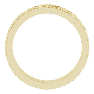 14K Yellow Or White Or Rose Gold Or Sterling Silver Or Platinum Milgrain Edge Floral Flat Band