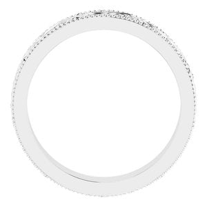14K Yellow Or White Or Rose Gold Or Sterling Silver Or Platinum Milgrain Edge Floral Flat Band