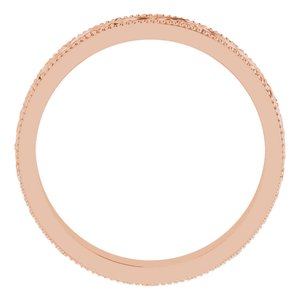 14K Yellow Or White Or Rose Gold Or Sterling Silver Or Platinum Milgrain Edge Floral Flat Band