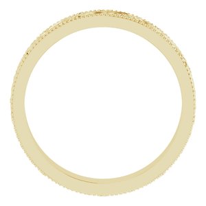 14K Yellow Or White Or Rose Gold Or Sterling Silver Or Platinum Milgrain Edge Floral Flat Band