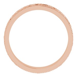 14K Yellow Or White Or Rose Gold Or Sterling Silver Or Platinum Milgrain Edge Floral Flat Band