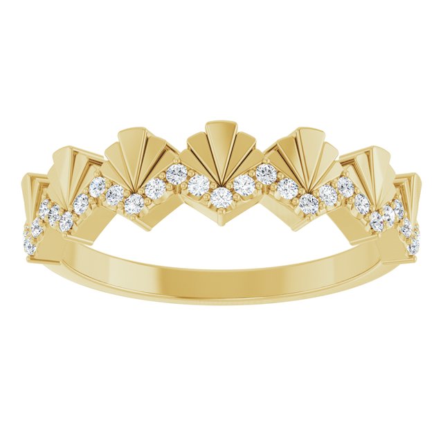 14K Yellow Gold Round 1.1 Mm Polished 1/6 Ctw Natural Diamond Vintage-Inspired Anniversary Band, Size 7