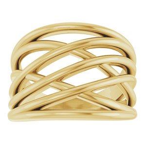 14K Yellow Gold Polished Criss-Cross Ring Size 7