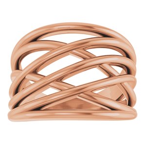 14K Rose Gold Polished Criss-Cross Ring Size 7