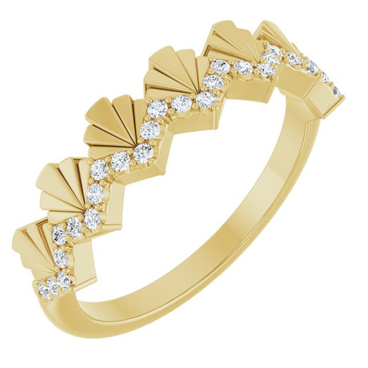 14K Yellow Gold Round 1.1 Mm Polished 1/6 Ctw Natural Diamond Vintage-Inspired Anniversary Band, Size 7