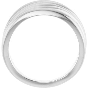 14K White Gold Polished Criss-Cross Ring Size 7