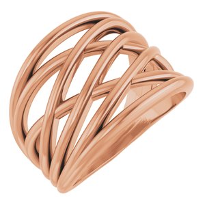 14K Rose Gold Polished Criss-Cross Ring Size 7